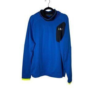 Under Armour Men's Cobalt Blue/Highlighter Yellow Fitted 1/4 Zip Hoodie Size 2XL
